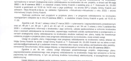 Obwieszczenie o wyłożeniu do publicznego wglądu projektu MPZP obręb Piaski