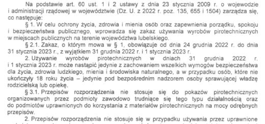 Obwieszczenie Wojewody Lubelskiego z dnia 20 grudnia 2022 r